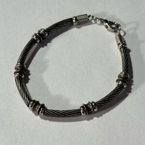 Older Brother Core 90s Y2K Tribal Rubber Black Cable Beaded Bracelet Emo Scene